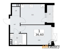1 - комн.  квартира, 36.6 м², 3/9 эт.