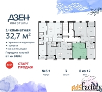 1 - комн.  квартира, 32.7 м², 8/8 эт.