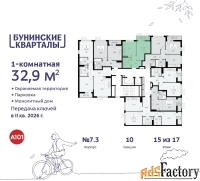 1 - комн.  квартира, 32.9 м², 15/17 эт.