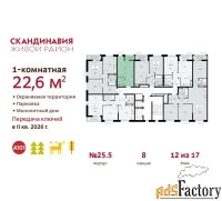1 - комн.  квартира, 22.6 м², 12/12 эт.