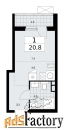 1 - комн.  квартира, 20.8 м², 4/16 эт.