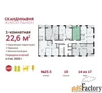 1 - комн.  квартира, 22.6 м², 14/17 эт.