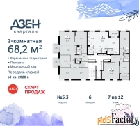 2 - комн.  квартира, 68.2 м², 7/8 эт.