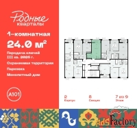 1 - комн.  квартира, 24 м², 7/9 эт.