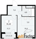 2 - комн.  квартира, 38.4 м², 10/30 эт.
