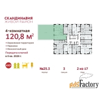 4 - комн.  квартира, 120.8 м², 2/17 эт.