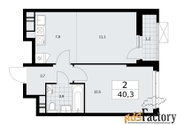 2 - комн.  квартира, 40.3 м², 9/18 эт.