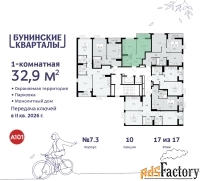 1 - комн.  квартира, 32.9 м², 17/17 эт.
