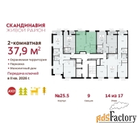 2 - комн.  квартира, 37.9 м², 14/17 эт.