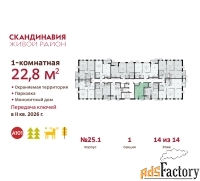1 - комн.  квартира, 22.8 м², 14/14 эт.