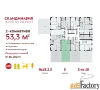 2 - комн.  квартира, 53.3 м², 2/18 эт.