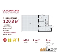 4 - комн.  квартира, 120.8 м², 2/17 эт.