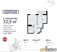 1 - комн.  квартира, 32.9 м², 16/17 эт.