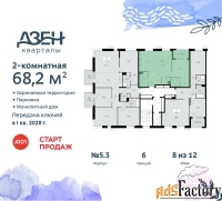 2 - комн.  квартира, 68.2 м², 8/8 эт.