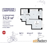 1 - комн.  квартира, 32.9 м², 16/17 эт.