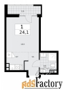 1 - комн.  квартира, 24.1 м², 3/12 эт.