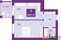 1 - комн.  квартира, 42.7 м², 4/4 эт.