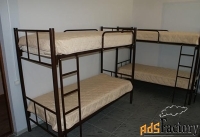 Кровати на металлокаркасе, двухъярусные, односпальные для хостелов