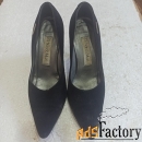 Туфли кожаные замшевые женские,чёрные