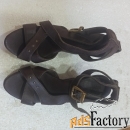 Танкетка женская коричневая кожаная,Италия