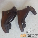 Танкетка женская коричневая кожаная,Италия