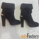 Ботильоны женские чёрные кожаные замшевые