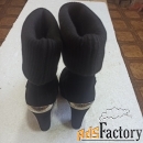 Ботильоны женские чёрные кожаные замшевые