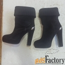 Ботильоны женские чёрные кожаные замшевые