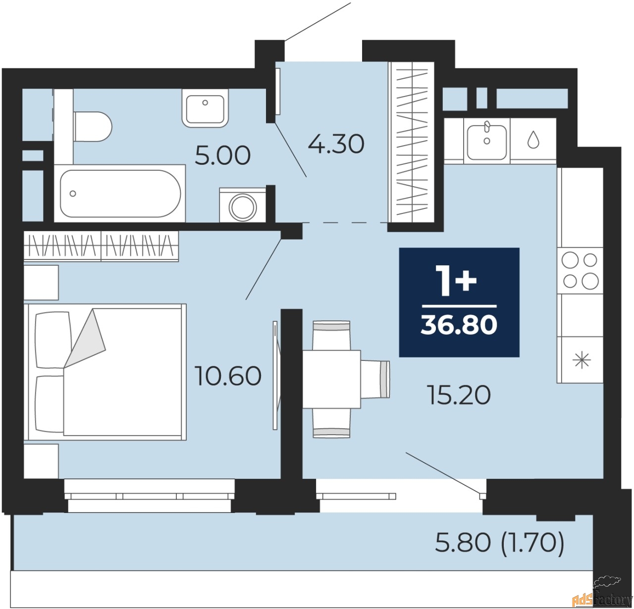 1 - комн. квартира, 36.8 м², 17/24 эт.