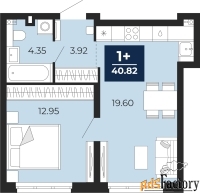 1 - комн.  квартира, 40.82 м², 1/12 эт.