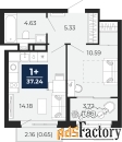 1 - комн.  квартира, 37.24 м², 10/17 эт.