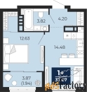 1 - комн.  квартира, 37.07 м², 8/9 эт.
