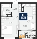 1 - комн.  квартира, 38.03 м², 8/9 эт.