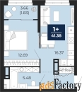 1 - комн.  квартира, 41.38 м², 8/9 эт.