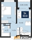 1 - комн.  квартира, 38.4 м², 12/22 эт.