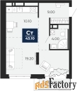 1 - комн.  квартира, 43.1 м², 17/24 эт.