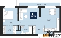 1 - комн.  квартира, 60.8 м², 17/24 эт.