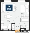 1 - комн.  квартира, 37.53 м², 22/24 эт.