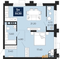 1 - комн.  квартира, 54.5 м², 3/18 эт.