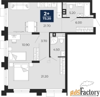 2 - комн.  квартира, 73.2 м², 2/18 эт.