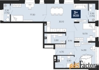 3 - комн.  квартира, 96.6 м², 2/24 эт.