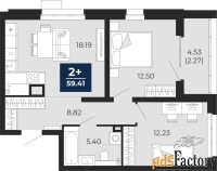 2 - комн.  квартира, 59.41 м², 2/21 эт.