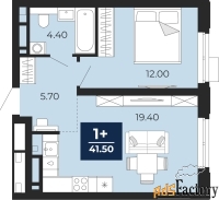 1 - комн.  квартира, 41.5 м², 15/20 эт.