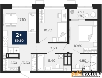 2 - комн.  квартира, 63.84 м², 8/12 эт.