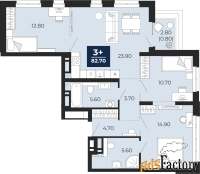 3 - комн.  квартира, 82.7 м², 15/24 эт.