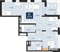 3 - комн.  квартира, 84 м², 13/24 эт.