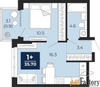 1 - комн.  квартира, 35.7 м², 13/14 эт.