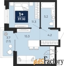 1 - комн.  квартира, 37.1 м², 15/16 эт.