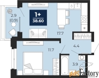 1 - комн.  квартира, 38.6 м², 13/16 эт.