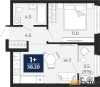 1 - комн.  квартира, 38.2 м², 6/16 эт.